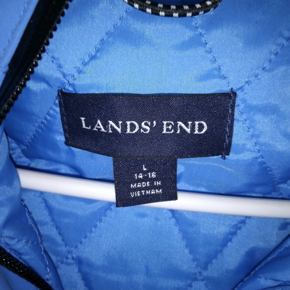 Land's End woman's size L blue and black winter coat - Picture 3 of 5